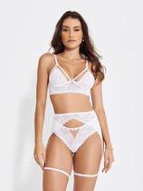 Conjunto Lingerie Sensual Luxo Cinta Liga Rendada Pingente Conjunto Lingerie Sensual Luxo Cinta Liga Rendada Pingente