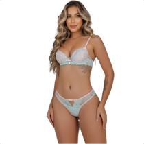 Conjunto Lingerie Sexy Feminina Confortável Luxo Com Bojo Push Up Fio Dental Kit Intíma Sensual Lindo