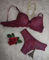 Conjunto Lingerie Sutiã e Calcinha Marsala Tamanho P EY 10290 Conjunto Lingerie Sutiã e Calcinha Marsala Tamanho P EY 10290