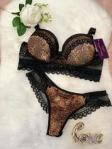 Conjunto Lingerie tamanho GG/46 em microfibra e renda.