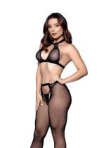 Conjunto Lingerie Tule Liso Transparente Strass Brilhosa