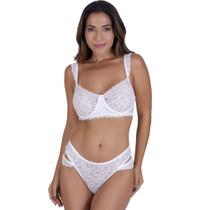 Conjunto Lingerie Vellfer VF-115 Branco Rendado