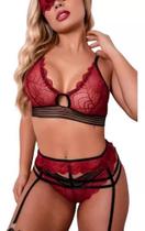 Conjunto Lingeriesem Bojo Todo Em Renda Transparente