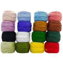 Conjunto linha de bordar bordado crochê 16 Bolas coloridas fio 100% algodão acessórios artesanato