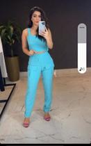 Conjunto linho cropped e calça