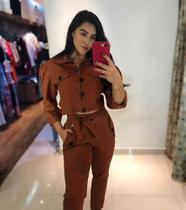Conjunto linho frysaide marrom G