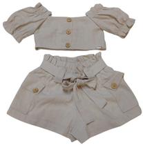 Conjunto Linho Infantil Menina Luxo Verão LessaKids Rf 8653