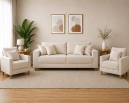 Conjunto Lisboa Linho Off Premium - Sofá 1.80 M + 2 Poltronas Conjunto Lisboa Linho Off Premium - Sofá 1.80 M + 2 Poltronas