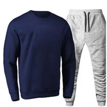 Conjunto Liso Calça Com Ajuste Na Cintura Amanda Block Moletom Gola Redonda