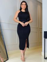 Conjunto Liso em Malha Modal Blusa Regata Assimétrica com Saia Midi
