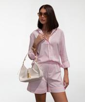 Conjunto Listrado Feminino Camisa e Shorts - Conjunto Listrado Feminino Camisa e Shorts -
