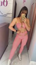 Conjunto listras salmão Conjunto listras salmão