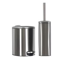 Conjunto Lixeira 3 Litros Com Pedal Escova Sanitária Metal