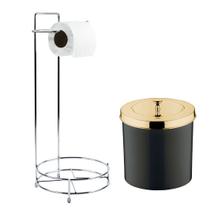 Conjunto Lixeira 5 L com Suporte P/ Papel Higiênico Lavabo