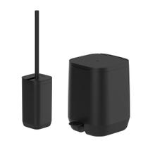 Conjunto Lixeira Preta 6L para Banheiro com Escova Sanitária Moderna Preta Conjunto Lixeira Preta 6L para Banheiro com Escova Sanitária Moderna Preta