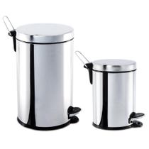 Conjunto Lixeiras Inox com Pedal e Balde 12 Litros + 3 Litros Brinox