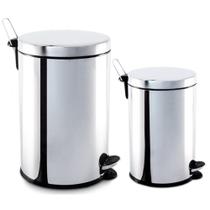 Conjunto Lixeiras Inox com Pedal e Balde 20 Litros + 5 Litros Brinox