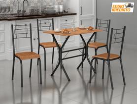 Conjunto Liz 4 Cadeiras Mesa de Jantar Cozinha Ferro Madeira