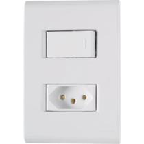 Conjunto Liz Branco 4x2 com 1 Interruptor Simples de 10 Ampères E 250 Volts + 1 Tomada 2p+t de 20 Am