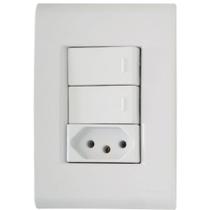 Conjunto Liz Branco 4x2 com 2 Interruptores Paralelos de 10 Ampères e 250 Volts + 1 Tomada 2P+T de 10 Ampères e 250 Volts - 57170074 - TRAMONTINA