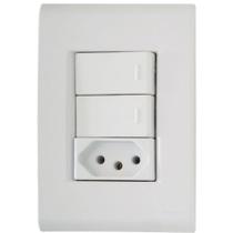 Conjunto Liz Branco 4x2 com 2 Interruptores Paralelos de 10 Ampères E 250 Volts + 1 Tomada 2p+t de 2
