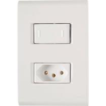 Conjunto Liz Branco 4x2 com Interruptor Paralelo de 10 Ampères e 250 Volts + 1 Tomada 2P+T de 20 Ampères e 250 Volts - 57170048 - TRAMONTINA