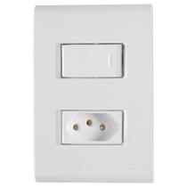 Conjunto Liz Placa 4x2 + 1 Interruptor Simples + 1 Tomada 2P+T 10A 250V Branco Tramontina