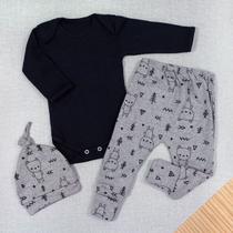 Conjunto longo 3 pçs para bebê estampadinho