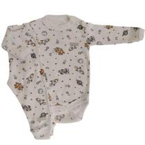 Conjunto longo bebê body e calça canelado branco estampado astronauta INV