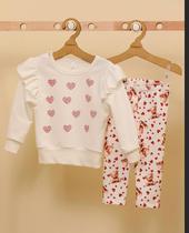 Conjunto Longo Bebê Infantil Menina Coração Lessa Kids B9255 Conjunto Longo Bebê Infantil Menina Coração Lessa Kids B9255