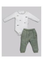 Conjunto Longo Bebe Menino Verde Anjos Baby