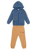 Conjunto Longo Brandili 55928 Infantil Dino Com Capuz Moletom T. 01/03