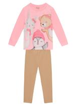 Conjunto Longo Brandili 56037 Infantil Estampado Legging Molecotton T. 01/03