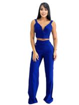 Conjunto Longo Feminino Alfaiataria Cropped e Calça 9724