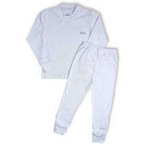 Conjunto longo infantil branco canelado básico - segunda pele INV