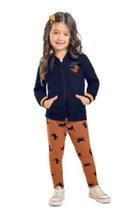 Conjunto Longo Infantil Kyly Jaqueta Capuz Moletom Peluciado e Legging