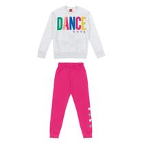 Conjunto Longo Infantil Kyly Moletom Peluciado Dance Com Glitter Menina