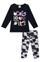 Conjunto Longo Infantil Menina Cats Preto - Brandili Divertida Moda