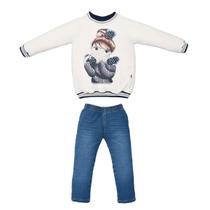 Conjunto Longo Infantil Menina Jeans Estampado Upi Uli Conjunto Longo Infantil Menina Jeans Estampado Upi Uli