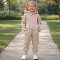 Conjunto Longo Infantil Moletom Peluciado Com Capuz Menina Kely & Kety