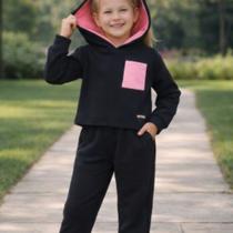 Conjunto Longo Infantil Moletom Peluciado Com Capuz Menina Kely & Kety