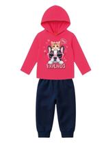 Conjunto Longo Kyly 1001531 Infantil Menina Estampado Com Capuz Moletom T. 02/08