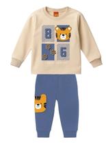 Conjunto Longo Kyly 1001582 Infantil Menino Tigre Moletom T. 02/03
