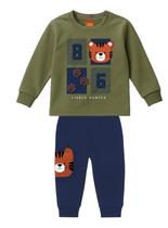 Conjunto Longo Kyly 1001582 Infantil Menino Tigre Moletom T. 02/03