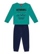 Conjunto Longo Kyly 1001594 Infantil Menino Automobile Meia Malha e Moletom T. 02/08