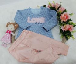 Conjunto Longo Luxo Paraiso Bebe Menina Blusa + Calça 10276 Conjunto Longo Luxo Paraiso Bebe Menina Blusa + Calça 10276