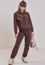 Conjunto Longo Moletom Canguru Marrom Vic Vicky
