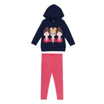 Conjunto Longo Moletom Infantil Kyly Alongado Capuz Menina