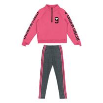 Conjunto Longo Moletom Infantil Kyly Glitter Capuz Menina