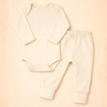 Conjunto Longo para Bebê Body e Calça Básico 100% Algodão Cor:BegeTamanho:3-6M